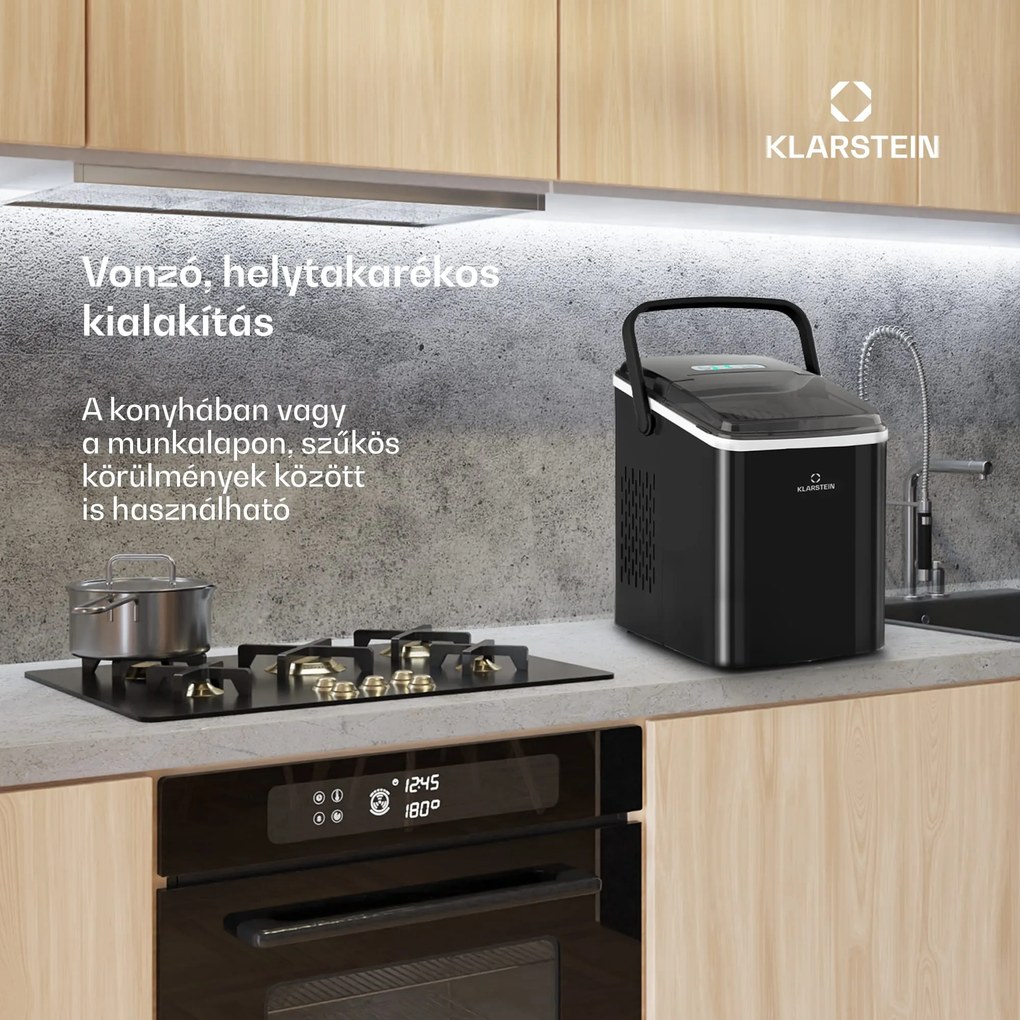 Klarstein Arctic Porter, jégkocka készítő, kúp alakú jégkockák, 12 kg/24 óra, rozsdamentes acél