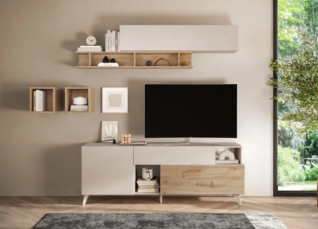 Monaco TV szekrény Cadiz tölgy/kasmír