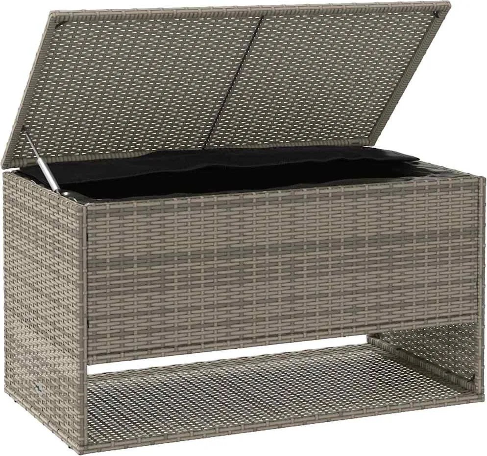 Szürke Polyrattan Kültéri Párna Doboz 100X55X55,5 Cm