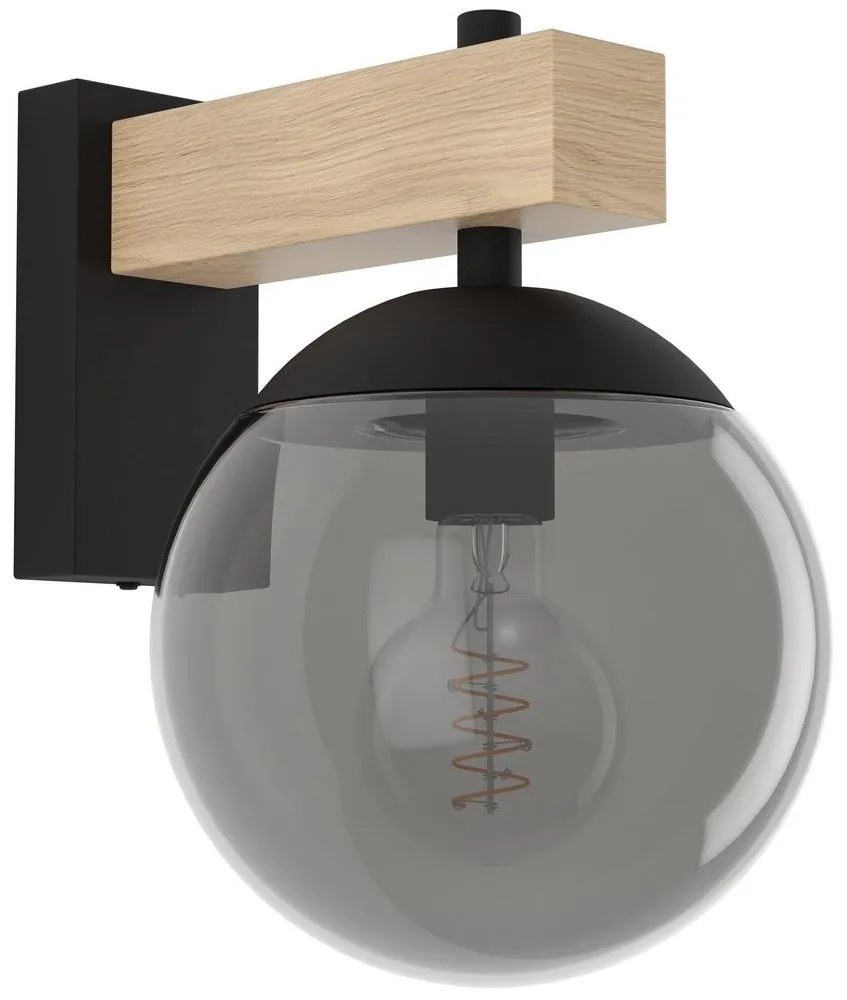 Eglo Eglo 900671 -Kültéri fali lámpa BUFALATA 1xE27/40W/230V fekete/fa IP44 EG900671