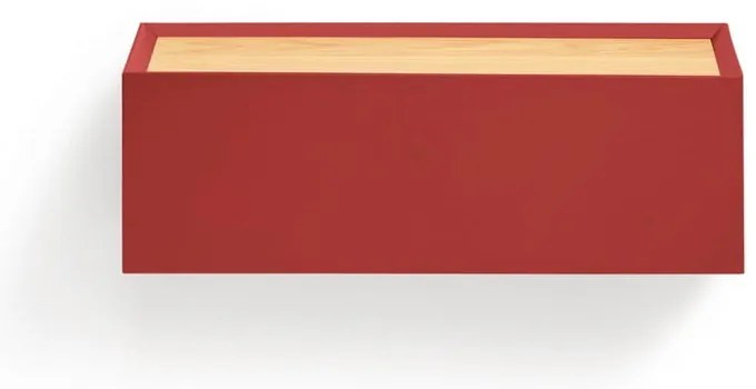 Piros függő éjjeliszekrény tölgyfa dekoros asztallappal Arista – Teulat
