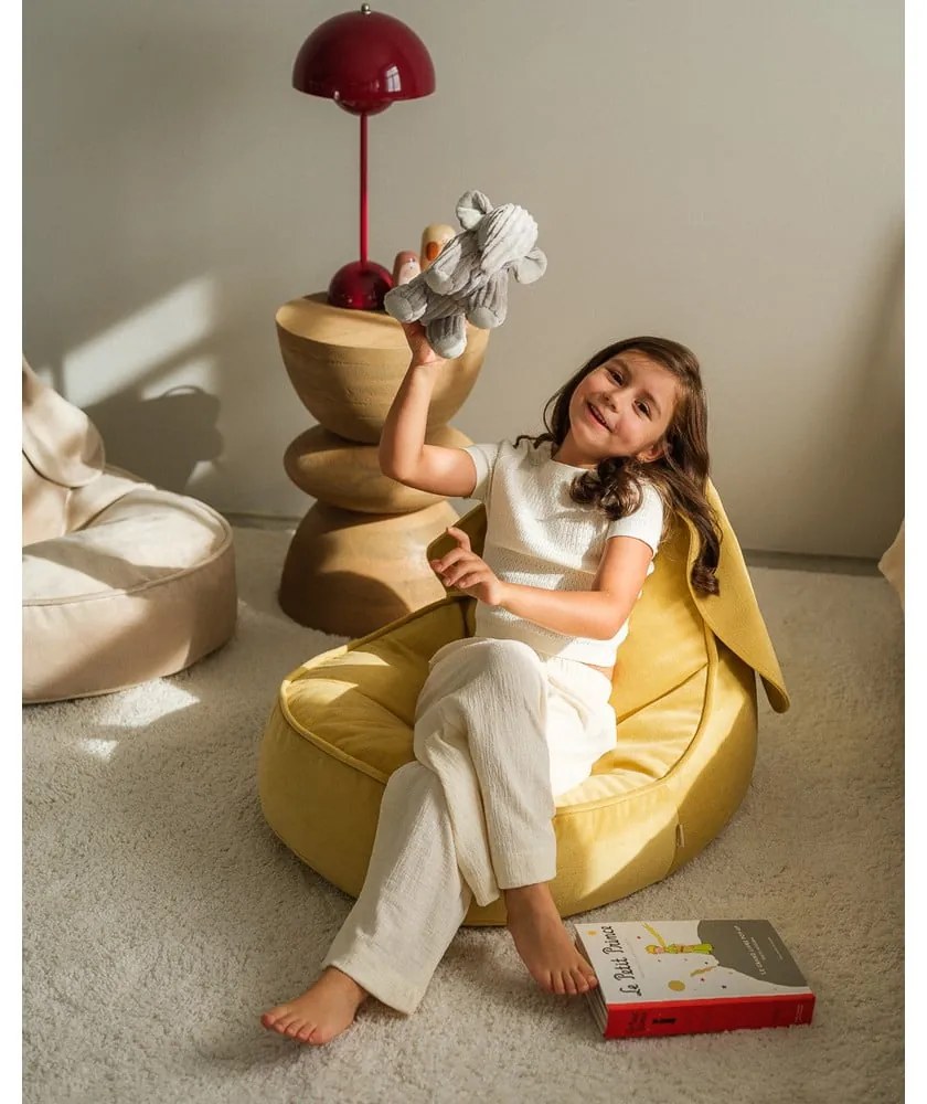 Sárga bársony gyerek babzsákfotel Bunny – Wigiwama