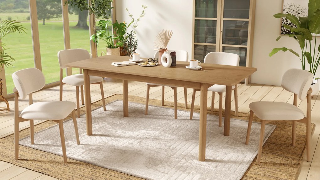 MAZZONI EXPORT ALMO Bézs (Apia 453 szövet)/lakkozott tölgyfa váz - RETRO FA SZÉK NAPPALIBA ÉTKEZŐBE KONYHÁBA