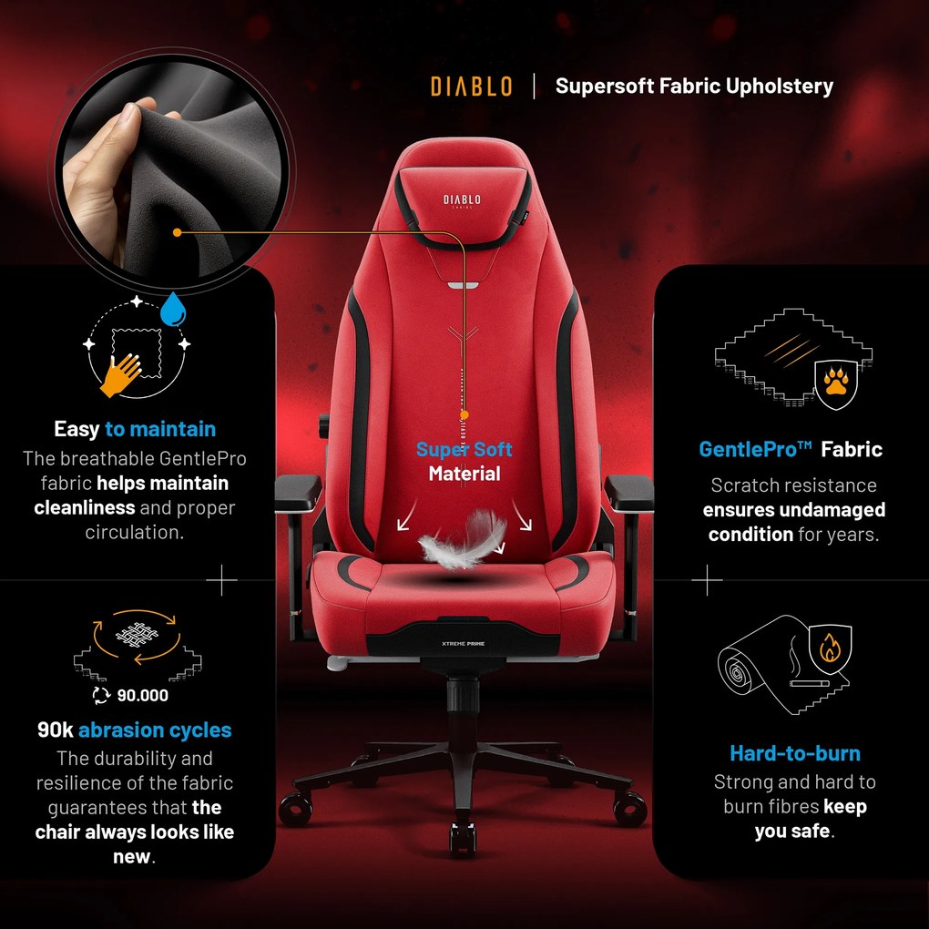Gamer szék Normal Size piros-fekete: Diablo X-Eye Prime Bloody Mary