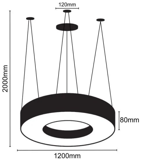 LED Csillár zsinóron LED/60W/230V 4000K átm. 120 cm fekete