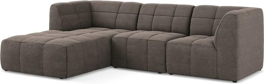 Barna buklé sarokkanapé (bal oldali-heverő résszel) Aloha – Makamii