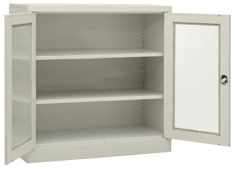 világosszürke acél irodai szekrény 90 x 40 x 90 cm
