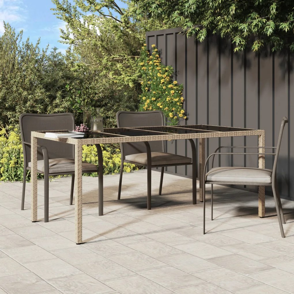 Kerti Étkezőasztal Bézs 190x90x75 cm Polirattan