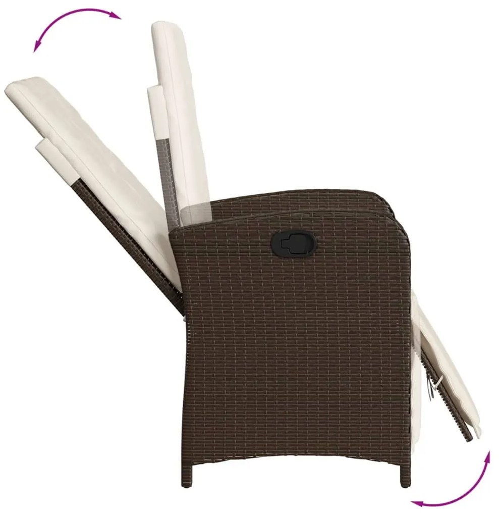 3 részes barna polyrattan bisztrógarnitúra párnákkal