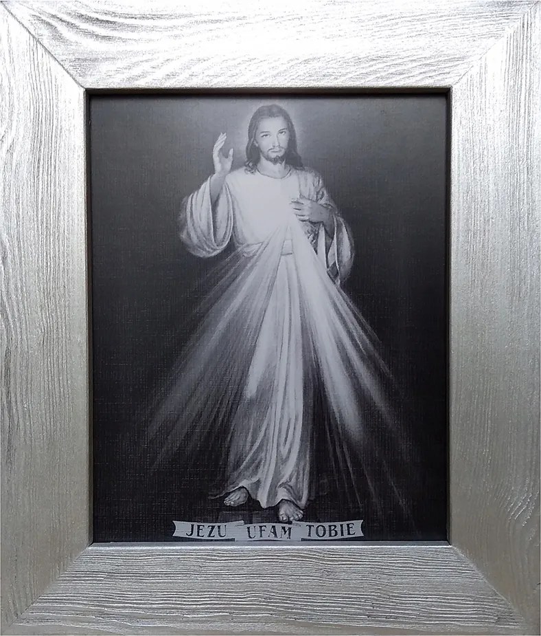 Vászonkép 28x33cm Jézus Bízom benned Szürke keret szürke lapos