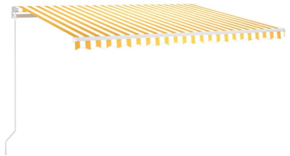 sárga-fehér szélérzékelős és LED-es napellenző 450 x 300 cm