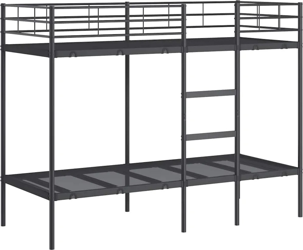 vidaXL fekete acél emeletes ágy matrac nélkül 75 x 190 cm