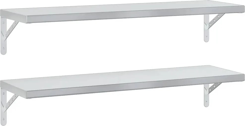 vidaXL 2 db ezüstszínű rozsdamentes acél fali polc 100 x 30 cm