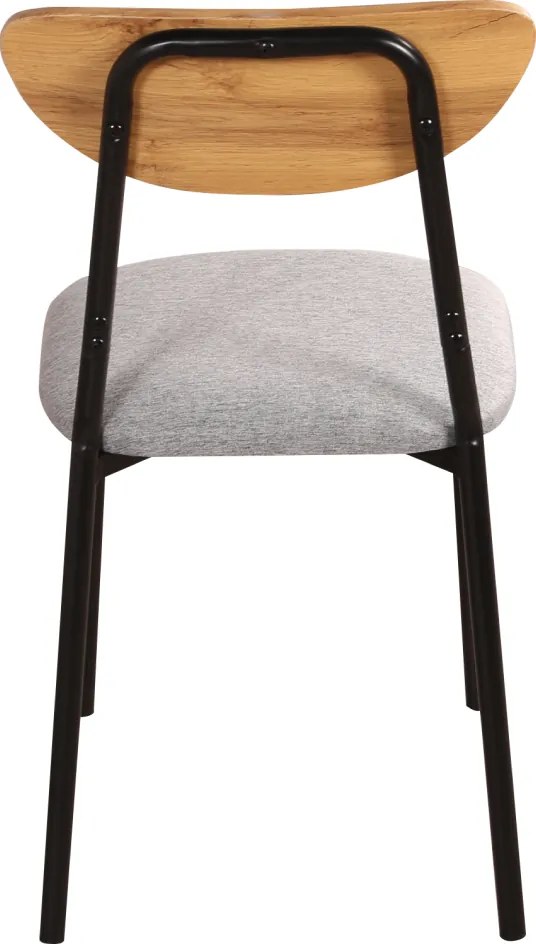 Étkezőgarnitúra 1+4, világos tölgy/szürke/fekete, MADIO