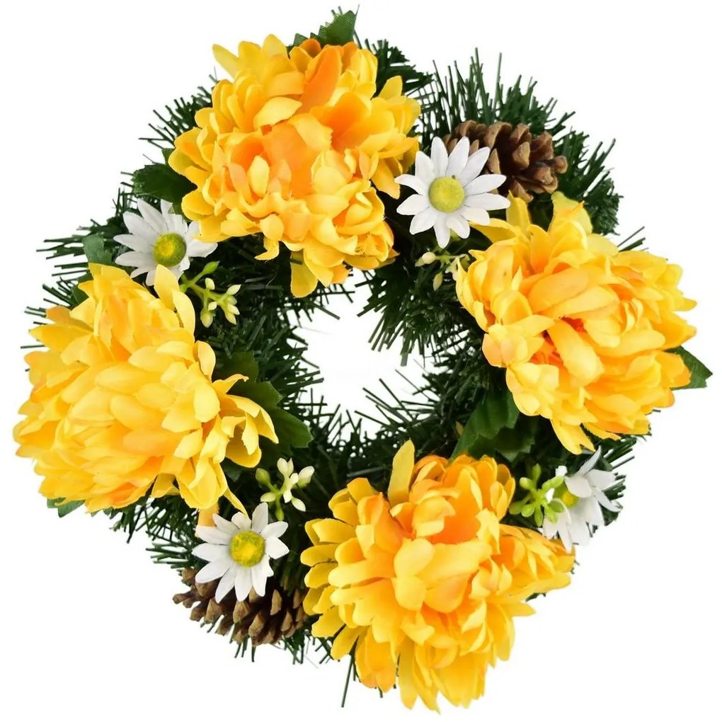 All Souls' Day wreath Yellow chrysanthemums, 20 cm