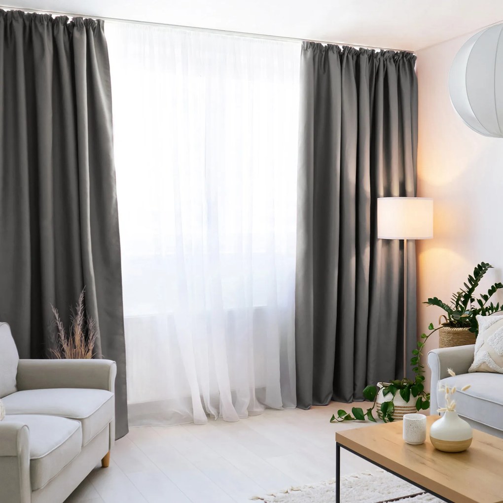Goldea sötétítő függöny blackout szatén fényű - szürke 270x220 cm