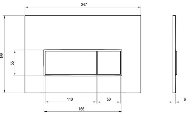 Ravak X01744 - UNI SLIM öblítő nyomólap 24,7x16,5 cm fekete