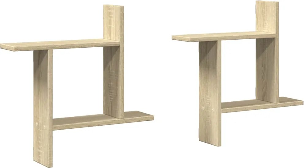 vidaXL 2 db sonoma tölgy színű szerelt fa fali polc 50 x 12 x 50 cm