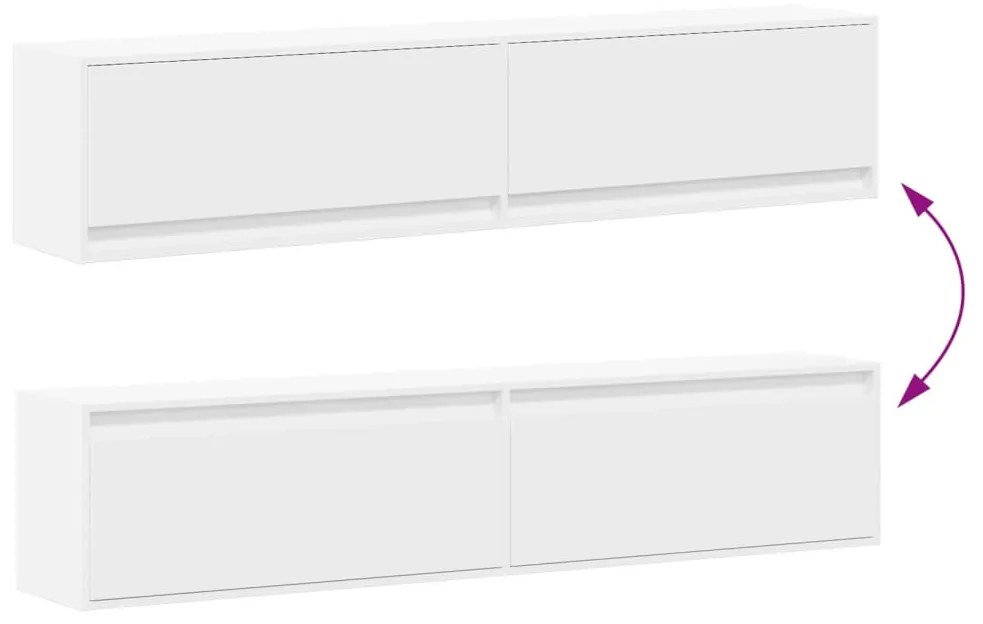 fehér falra szerelhető TV-szekrény LED-del 180 x 31 x 38 cm