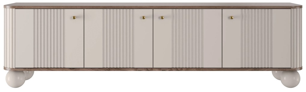 Vesper 4D TV szekrény 187 cm - kasmír / dió / arany fogantyúk / gömb alakú lábak