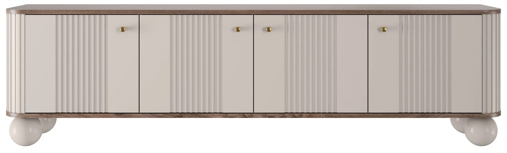 Vesper 4D TV-szekrény 187 cm - kasmír / diófa / arany fogantyúk / gömb alakú lábak