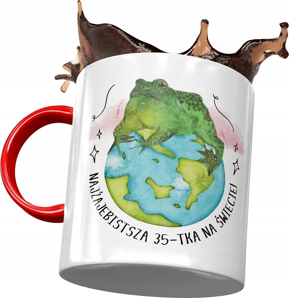 Piros Bögre Születésnapra 35 35-es 35-ös Ajándék Nyomtatott Fotóval