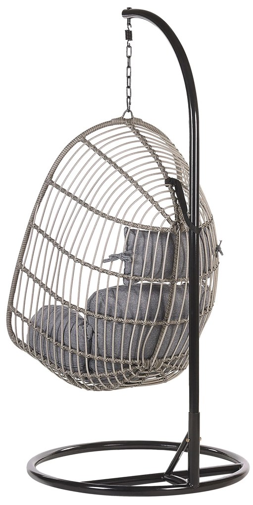 Szürke rattan függőszék állvánnyal CASOLI Beliani