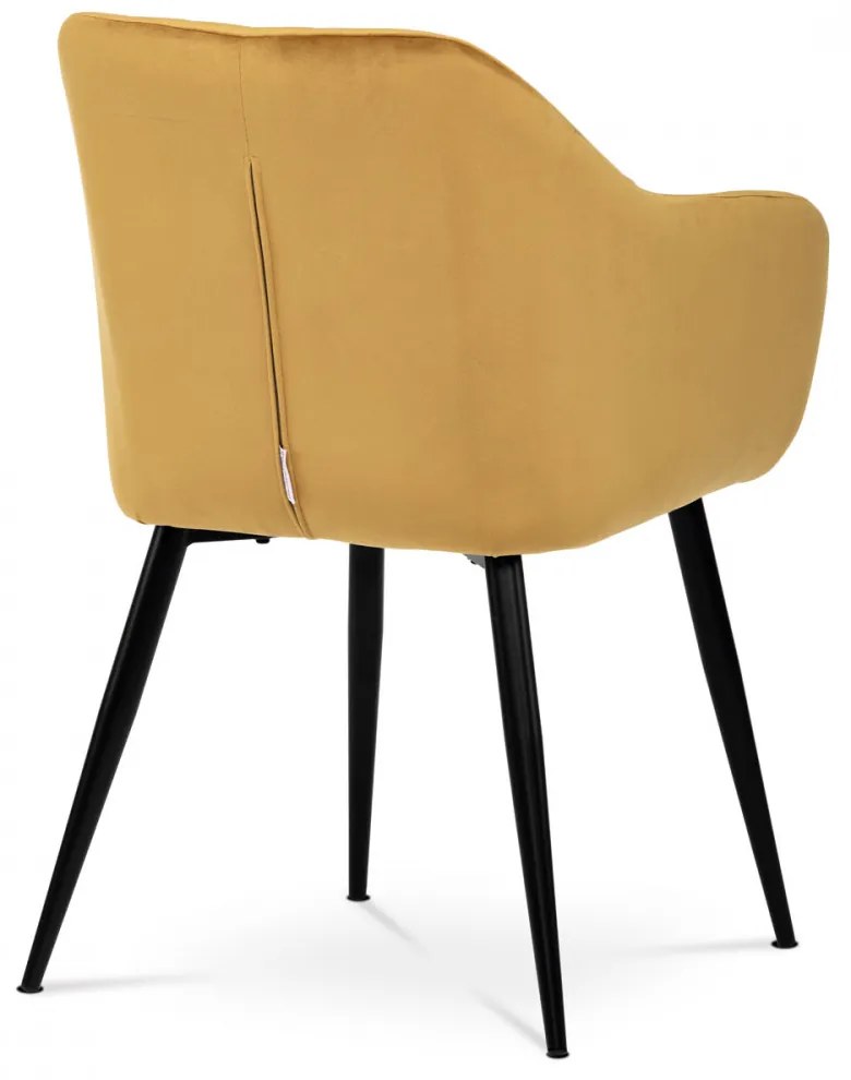 Fotoliu modern din catifea / Scaun de Culoare galbenă Picioare metalice Pika