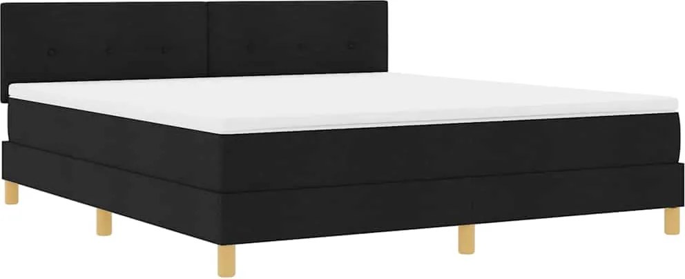 vidaXL LED Box Spring Ágy matracmal leddel Fekete 180 x 200 cm szövet