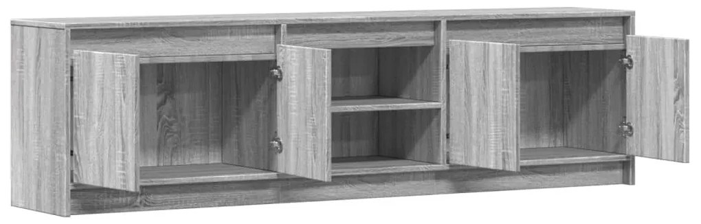 szürke sonoma színű szerelt fa LED-es TV-szekrény 180x34x50 cm