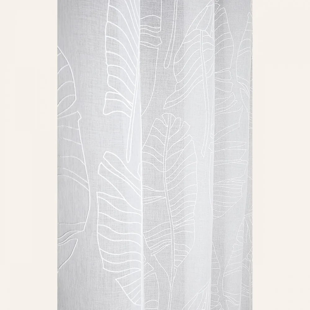 Flory Fehér levélmintás függöny 140 x 280 cm
