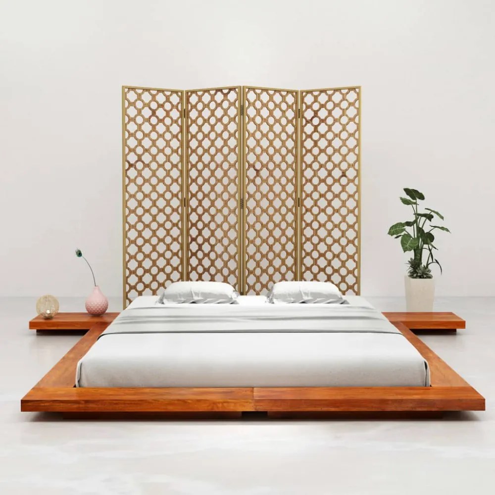 Japán stílusú tömör akácfa futon ágykeret 140 x 200 cm