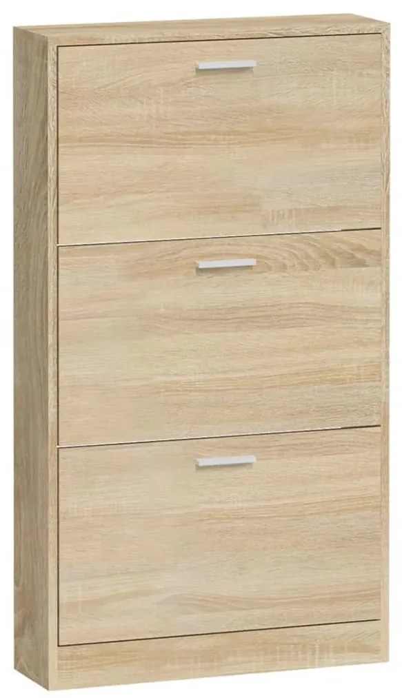 tölgyszínű szerelt fa cipősszekrény 59x17x108 cm