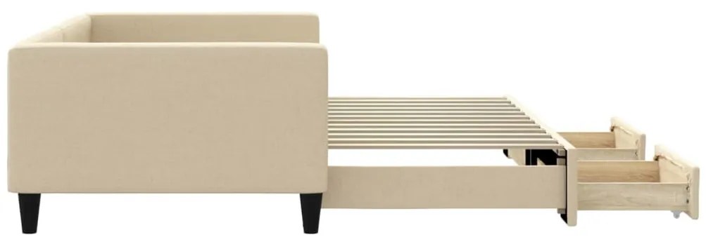 krémszínű kihúzható szövet heverő fiókkal 100x200 cm