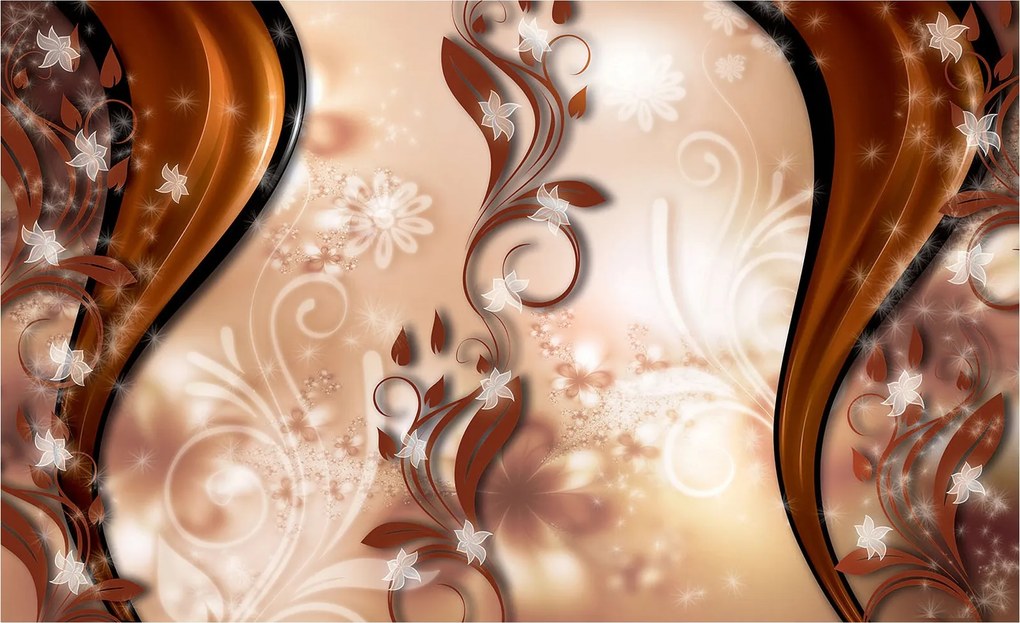 Flizelin fotótapéta Arany Elegancia Virágok Dísz Luxus 312x219 +ragasztó