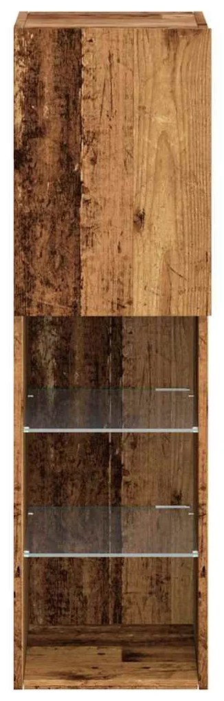 2 db antik fa színű TV-szekrény LED-lámpákkal 30,5x30x102 cm