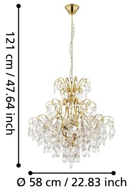 Eglo 39605 - Csillár láncon FENOULLET 5xE14/25W/230V arany