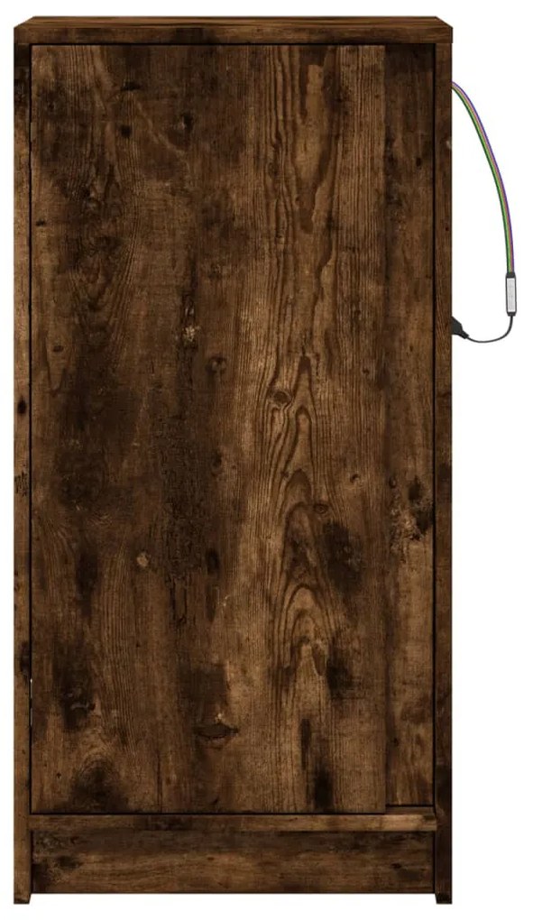 füstös tölgy szerelt fa tálalószekrény LED-del 42,5x34x85 cm