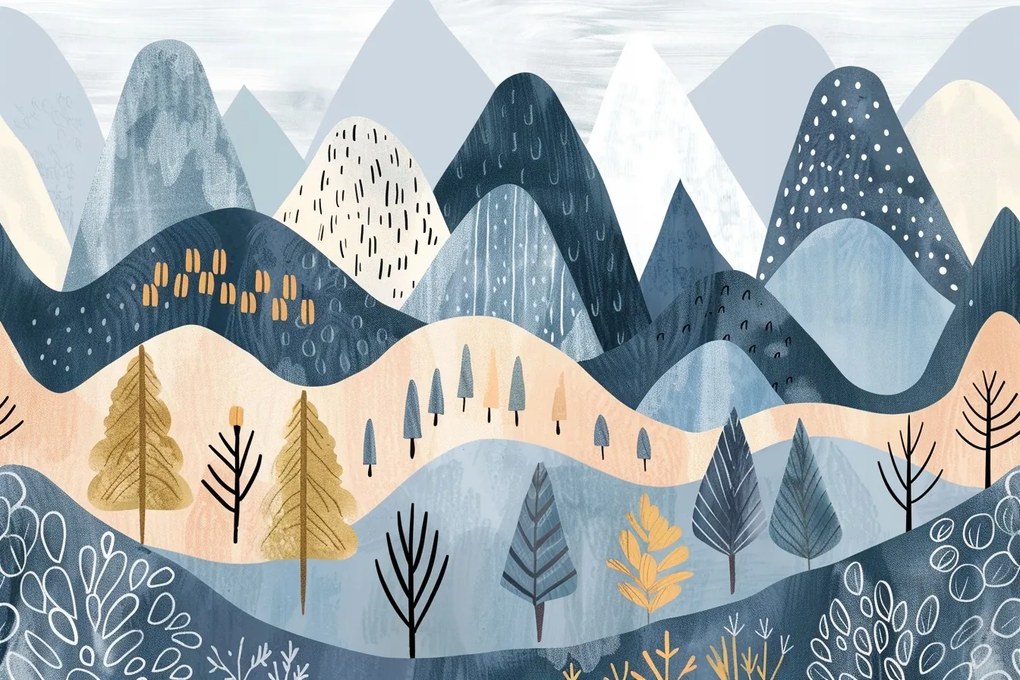 Fotótapéta Flizelina Gyerekek Tájkép Hegyek Fák Erdő 312x219 ragasztó