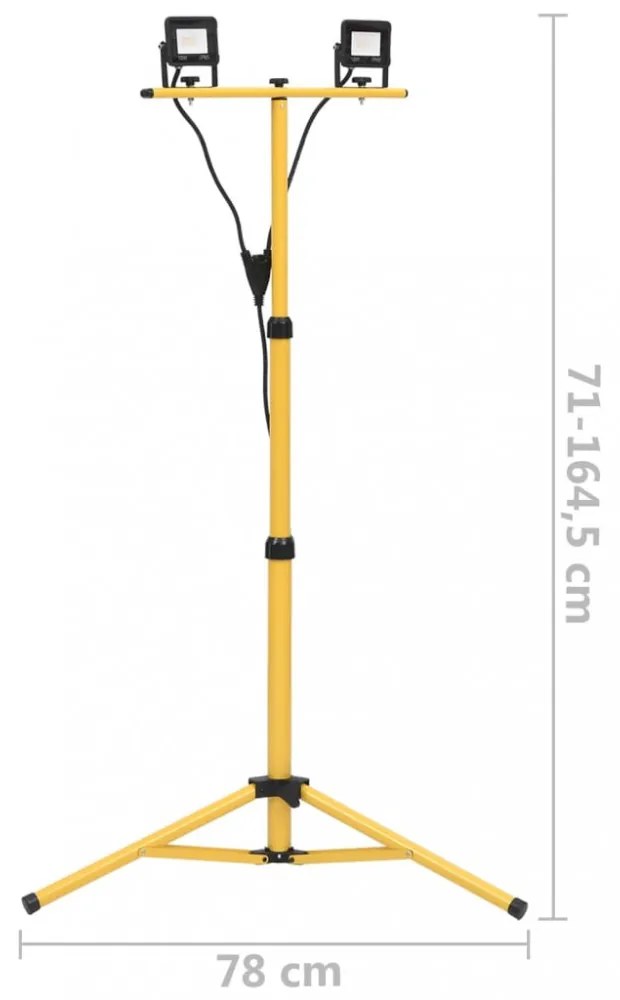meleg fehér fényű háromlábú LED-es reflektor 2 x 10 W