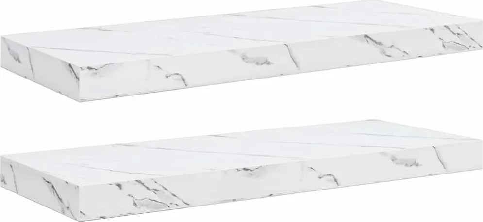 vidaXL Falpolc tárolóval 2 pcs Fehér márvány 60 x 23,5 x 4 cm Faanyag