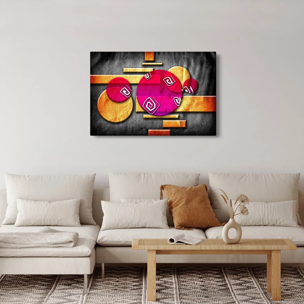 Absztrakt kép történelmi szimbólumokkal (90x60 cm)