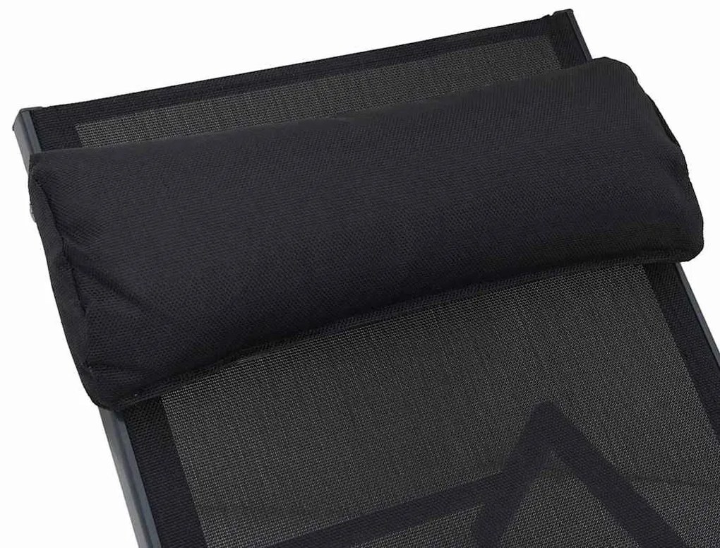 Napozóágyak asztallal 3 pcs Fekete és antracit 197 x 54 x 86 cm