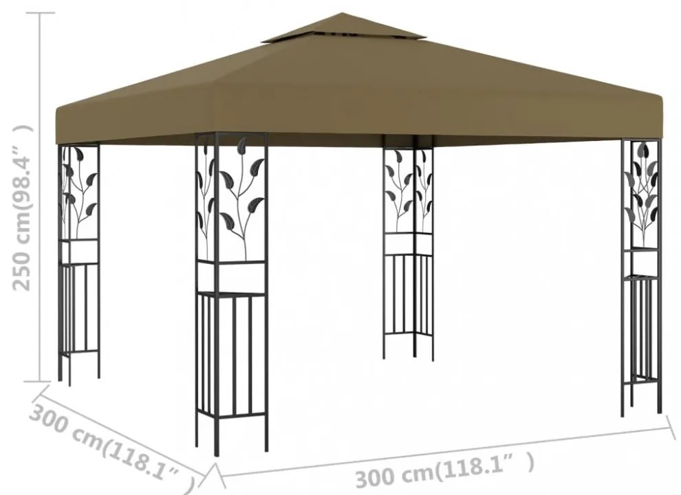 tópszínű pavilon 3 x 3 m 180 g/m²