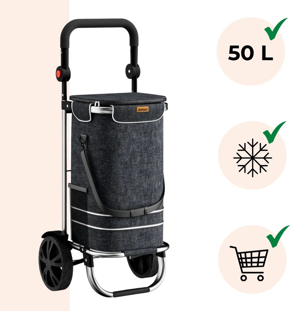 EASY bevásárlótáska kerekekkel, 50l, fekeate Jurhan