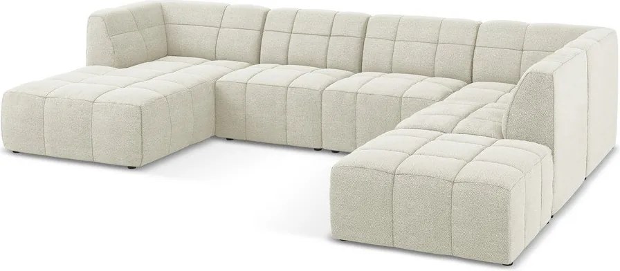 Bézs buklé sarokkanapé (U alakú) Aloha – Makamii