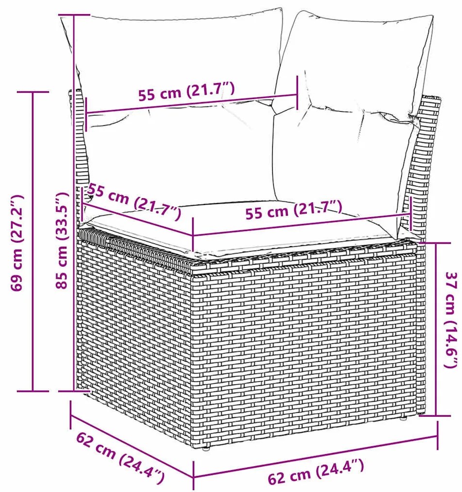 Kerti Kanapé Szett párnával 8 pcs Bézs Poli rattan