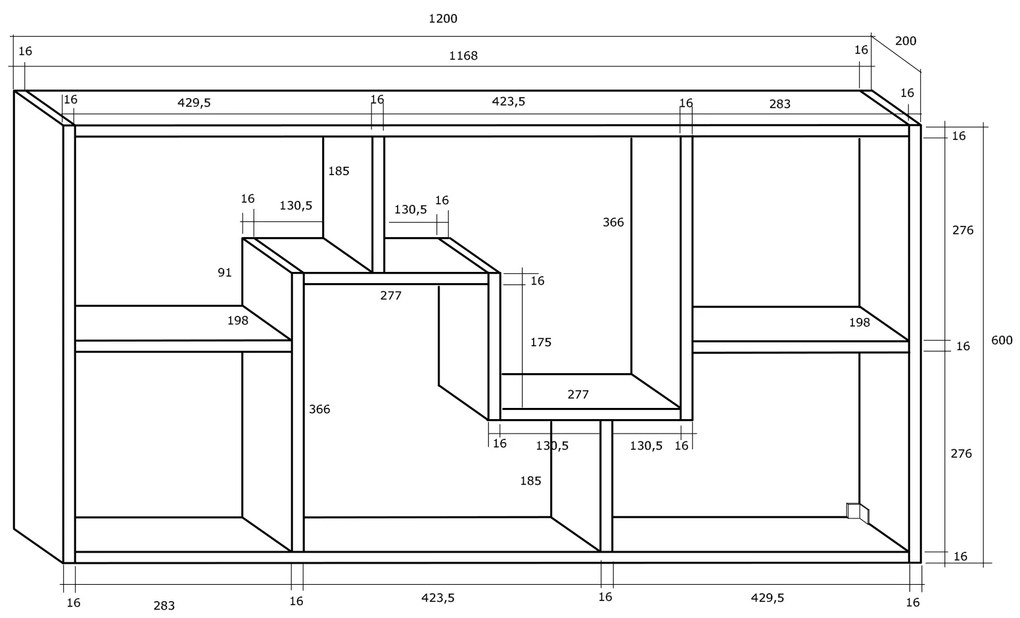 Polcrendszer Domino B fekete. 780180