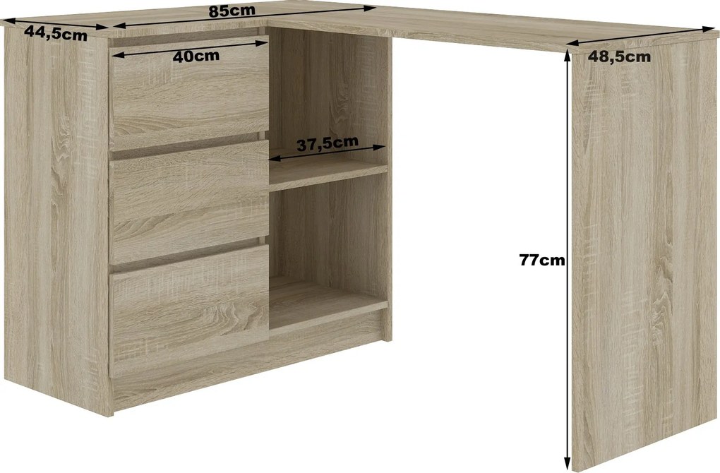 Sarok PC asztal Bodhi (szonoma tölgy + fehér) (B). Akció -14%. 1068825