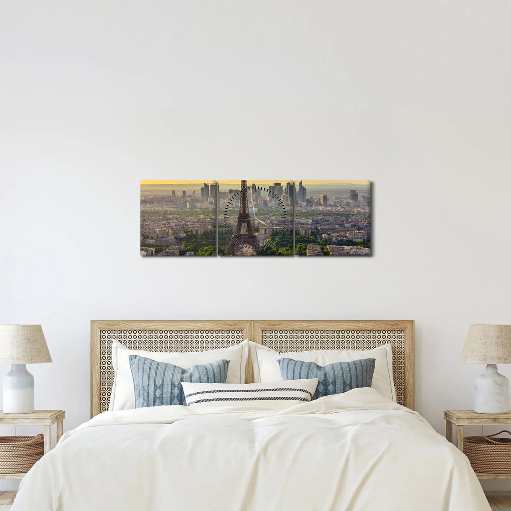 Kép - Párizsi panoráma (órával) (90x30 cm)
